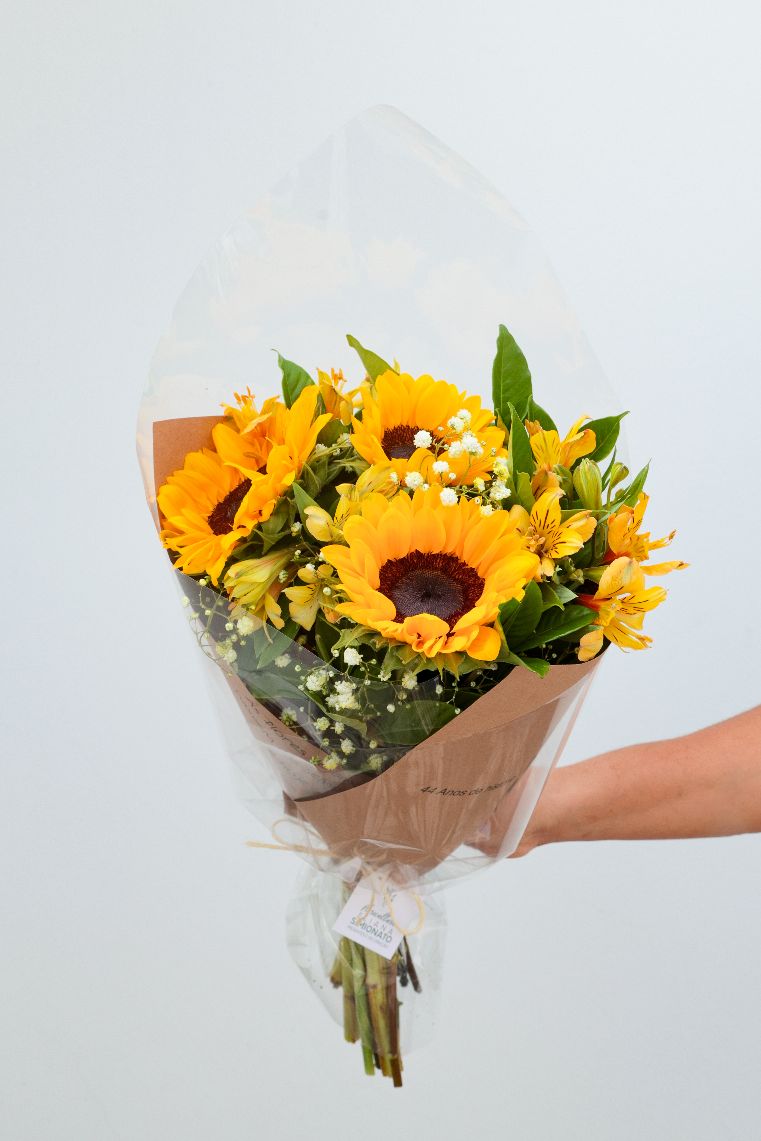 Buqu� com 3 Girass�is com Flores Frescas