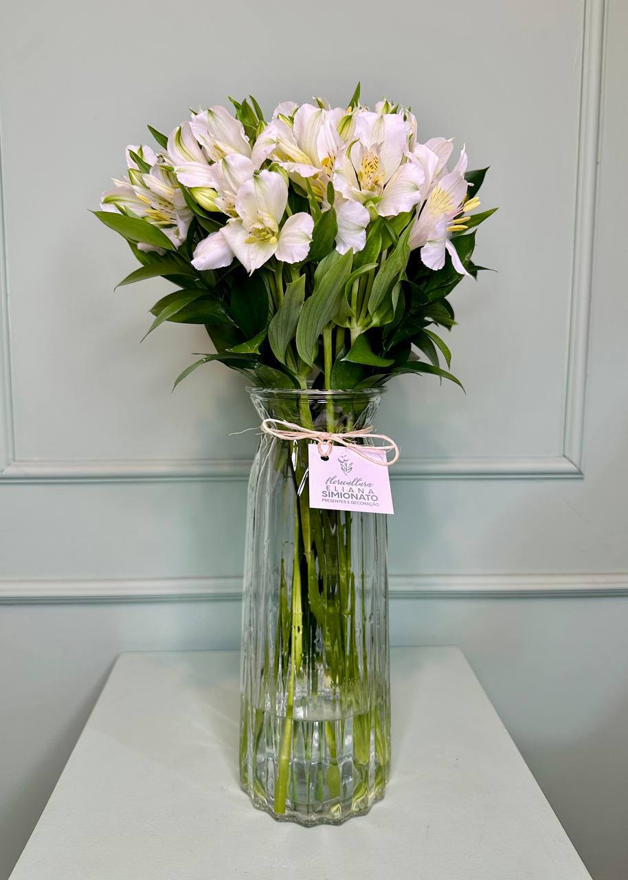 Vaso com Astrom�lia Branca
