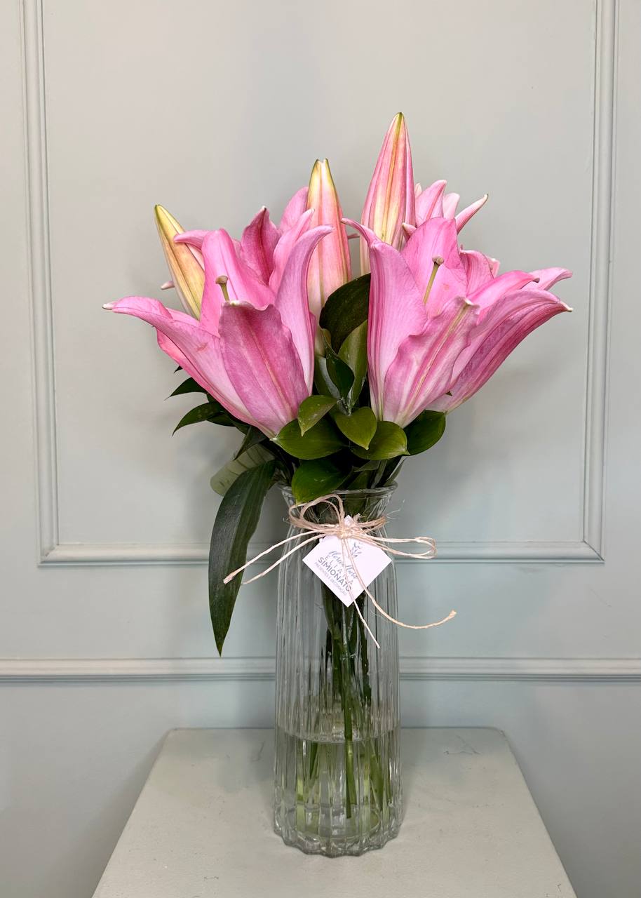 Vaso com L�rios Rosa